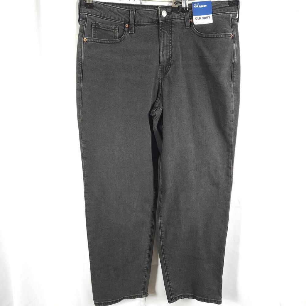 NWT Old Navy High Rise OG Loose Secret Smooth Jeans Gray Womens 14 36x30‎